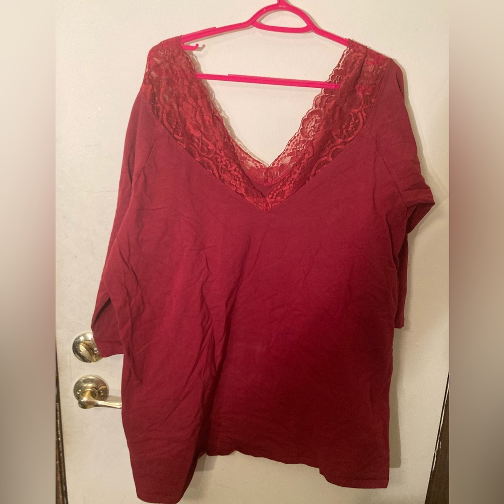 Red lace fitted top